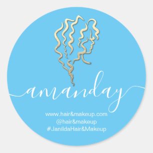 Adesivo Redondo Nome da empresa Logo Beauty Studio Blue