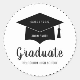 Adesivo Redondo Nome da escola do ano de Boné de formatura persona