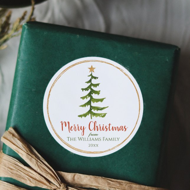 Adesivo Redondo Nome da família da árvore natalina (Criador carregado)