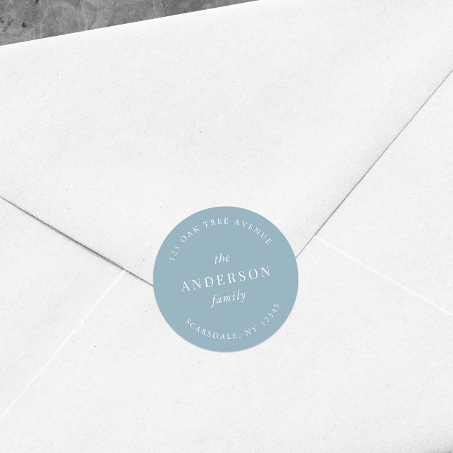 Adesivo Redondo Nome da Família de Cor Editável Endereço de Devolu (Criador carregado)