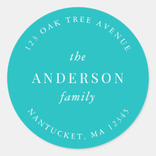 Adesivo Redondo Nome da Família de Cor Editável Endereço de Devolu