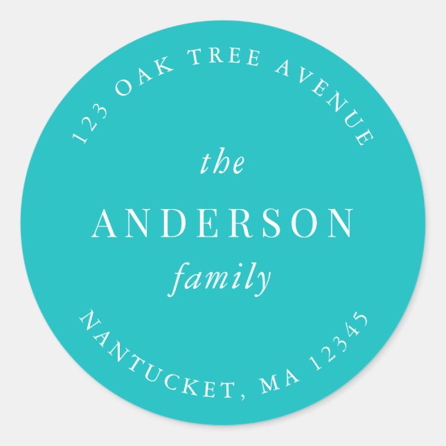 Adesivo Redondo Nome da Família de Cor Editável Endereço de Devolu (Frente)