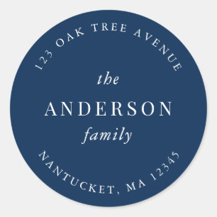 Adesivo Redondo Nome da Família de Cores Editável Endereço de Reto