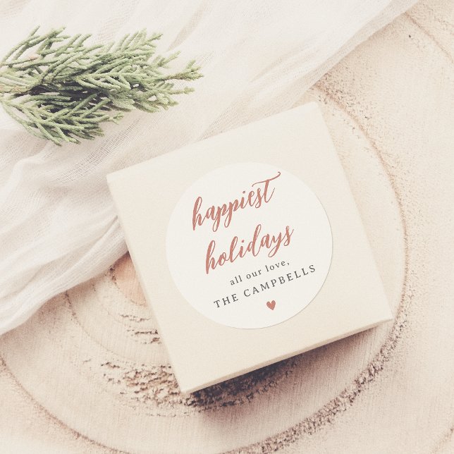 Adesivo Redondo Nome da família de feriados mais felizes e Boho He (Criador carregado)