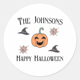 Adesivo Redondo Nome da Família de Festas de Halloween