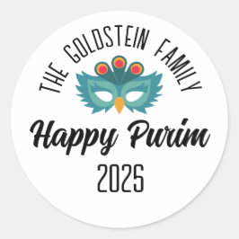 Adesivo Redondo Nome da Família de mascarada de máscara de coruja 