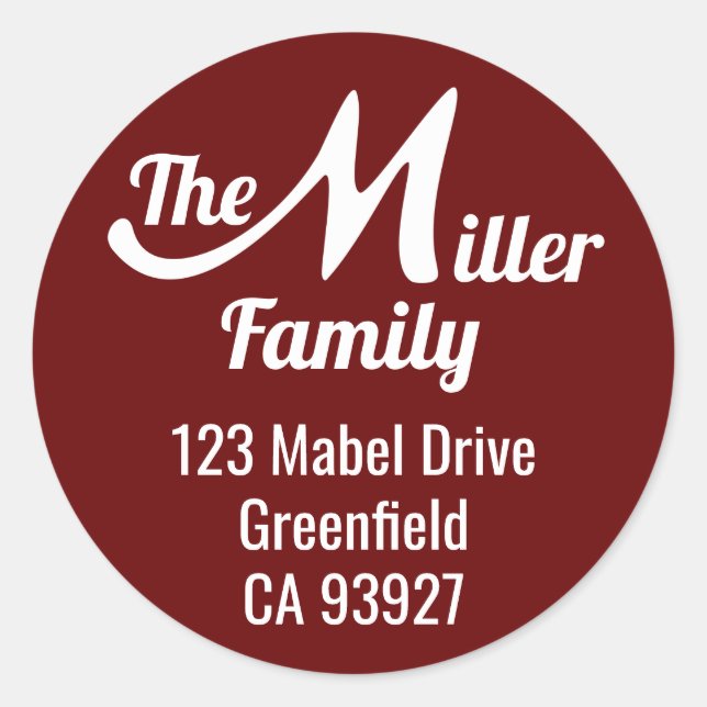 Adesivo Redondo Nome da família - Letra M (Frente)