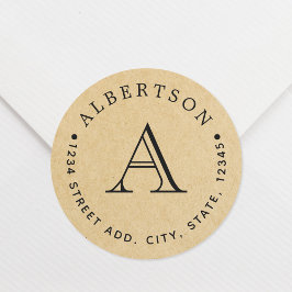 Adesivo Redondo Nome da Família Monograma Clássico Endereço de Dev