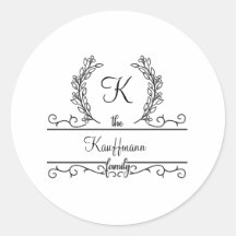 Nome da Família Monogramada Script Folhas Flourish