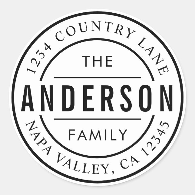 Adesivo Redondo Nome da Família Personalizada | Crie Seu Próprio E (Frente)