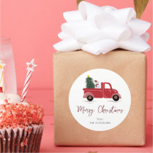 Nome da família Red Truck Snowman Árvore de Natal