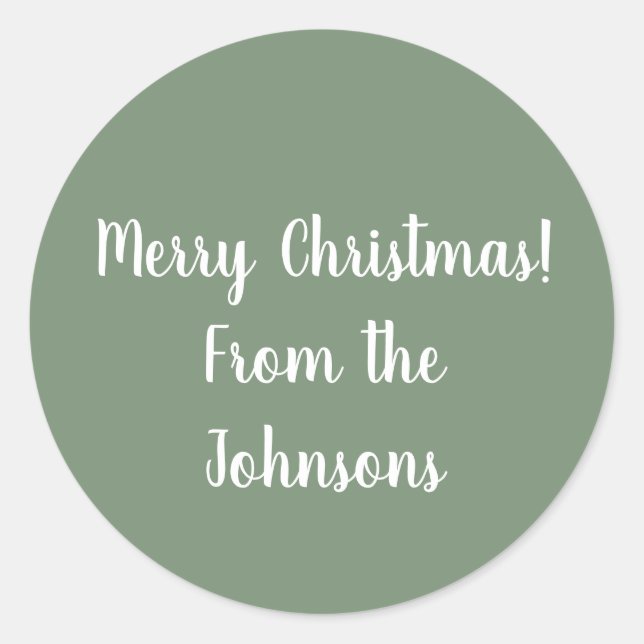 Adesivo Redondo Nome da família | Sábio Verde Fregado (Frente)