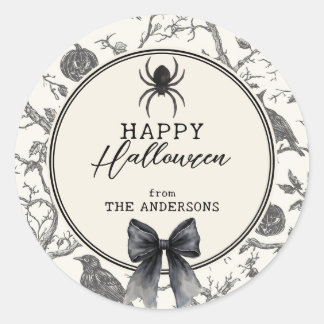 Adesivo Redondo Nome da Família Vintage Gótico Halloween