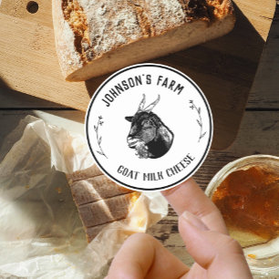 Adesivo Redondo Nome da Fazenda   Coroa   Queijo de Leite de Cabra