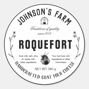 Adesivo Redondo Nome da Fazenda   Coroa   Queijo de Leite de Cabra