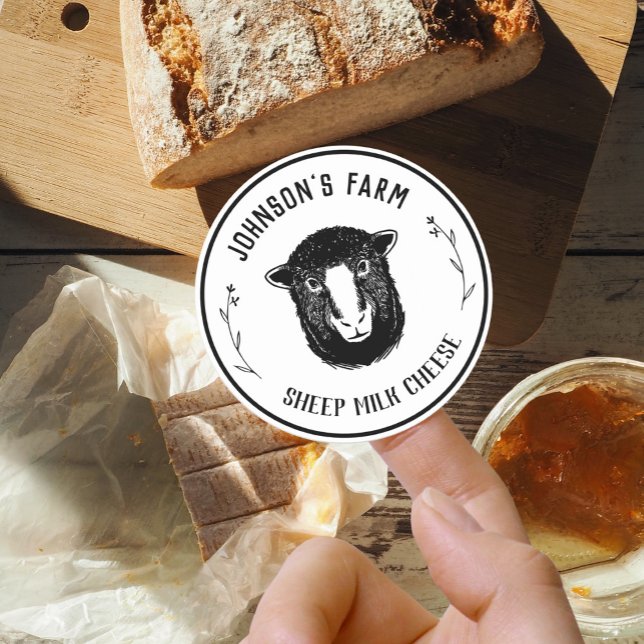 Adesivo Redondo Nome da Fazenda | Coroa | Queijo de Leite de Ovelh (Criador carregado)