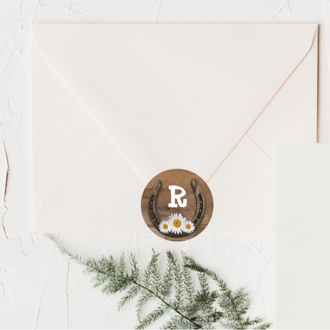 Adesivo Redondo Nome da ferradura Envelope inicial (Criador carregado)