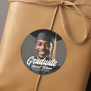 Adesivo Redondo Nome da Foto de Graduação Ano Negrito Graduação