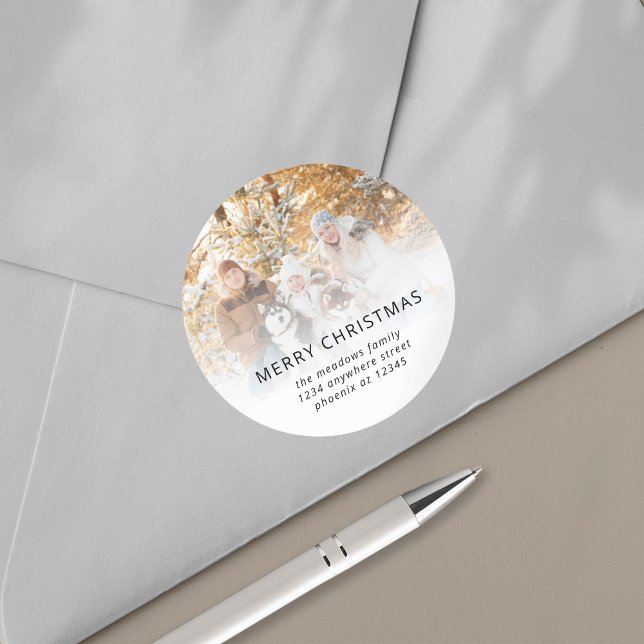 Adesivo Redondo Nome da foto Endereço de devolução Feliz Natal (Criador carregado)