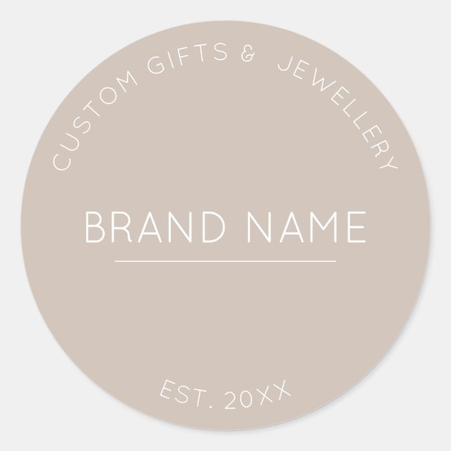 Adesivo Redondo Nome da Marca da cinza moderna personalizada para  (Frente)