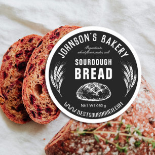 Adesivo Redondo Nome da padaria Sourdough Pão Loaf Vintage Bakery