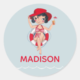 Adesivo Redondo Nome da Piscina das Meninas Bonitas