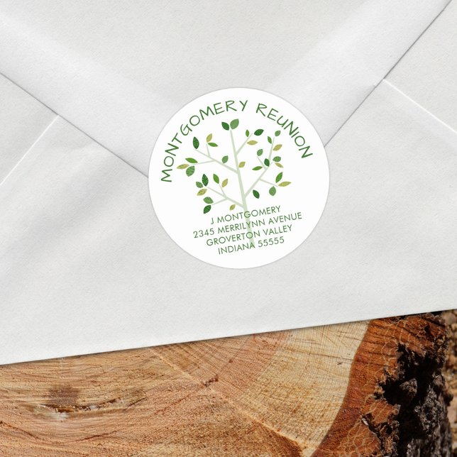 Adesivo Redondo Nome da Reunião da Família Árvore Familiar (Criador carregado)