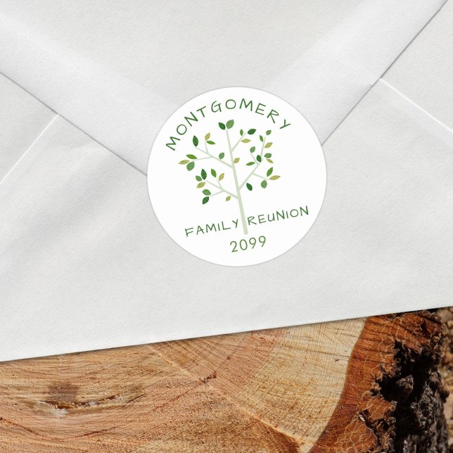 Adesivo Redondo Nome da Reunião da Família Árvore Familiar (Criador carregado)