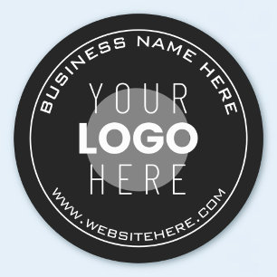 Adesivo Redondo Nome da sua empresa, Web site + imagem carregada