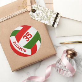 Adesivo Redondo nome das crianças jersey número de vôlei verde ver