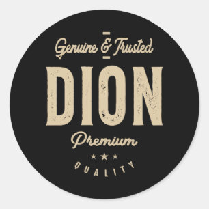 Adesivo Redondo Nome das Mens Dion Genuine e Trusted