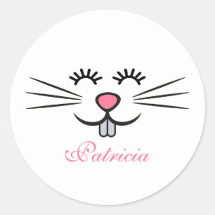 Adesivo Redondo nome de adição de coelho da Páscoa