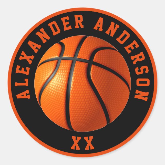 Adesivo Redondo Nome de Basquete e Personalização de Jersey (Frente)