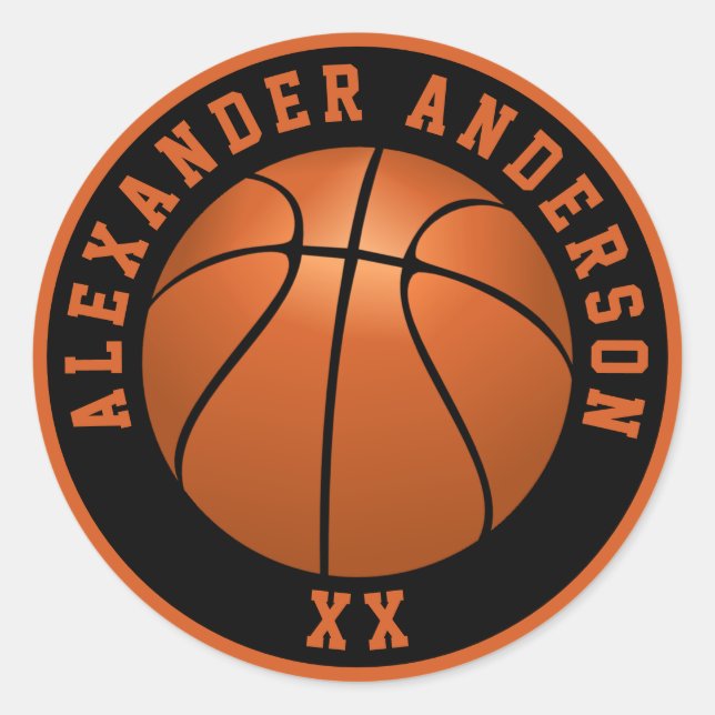 Adesivo Redondo Nome de Basquete e Personalização de Jersey (Frente)
