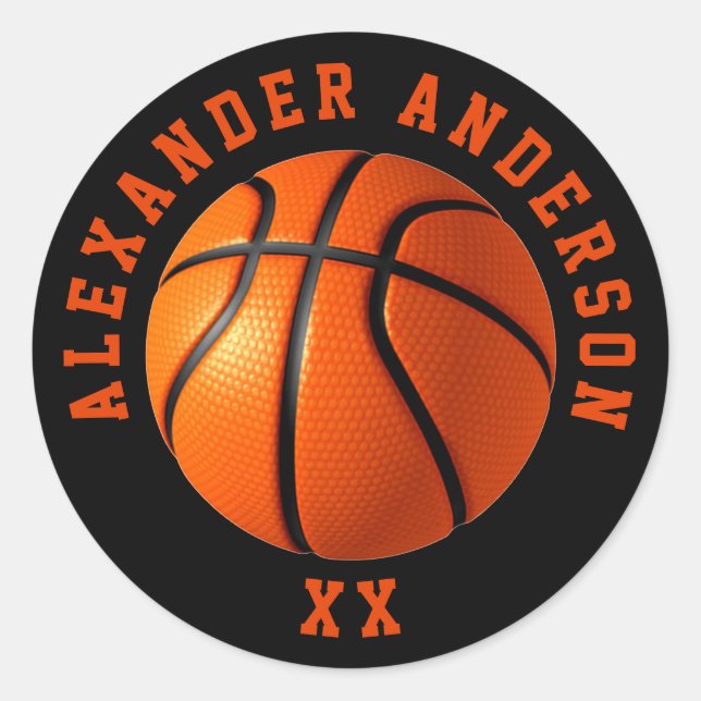 Adesivo Redondo Nome de Basquete e Personalização de Jersey (Frente)