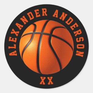 Adesivo Redondo Nome de Basquete e Personalização de Jersey