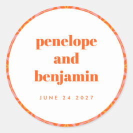 Adesivo Redondo Nome de Casamento da Tipografia Retrorística Laran