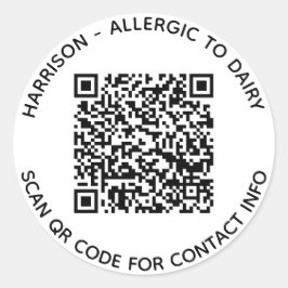 Adesivo Redondo Nome de código QR personalizado texto informações 