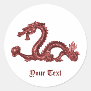 Adesivo Redondo Nome de Dragão Chinês Personalizado Design de Fant