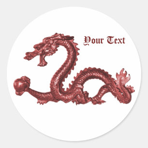 Adesivo Redondo Nome de Dragão Chinês Personalizado Design de Fant