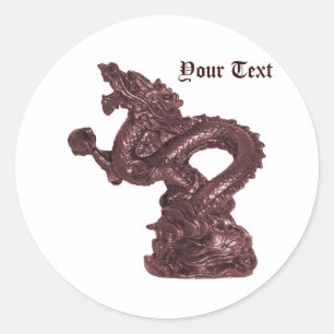 Adesivo Redondo Nome de Dragão Chinês Personalizado Design de Fant