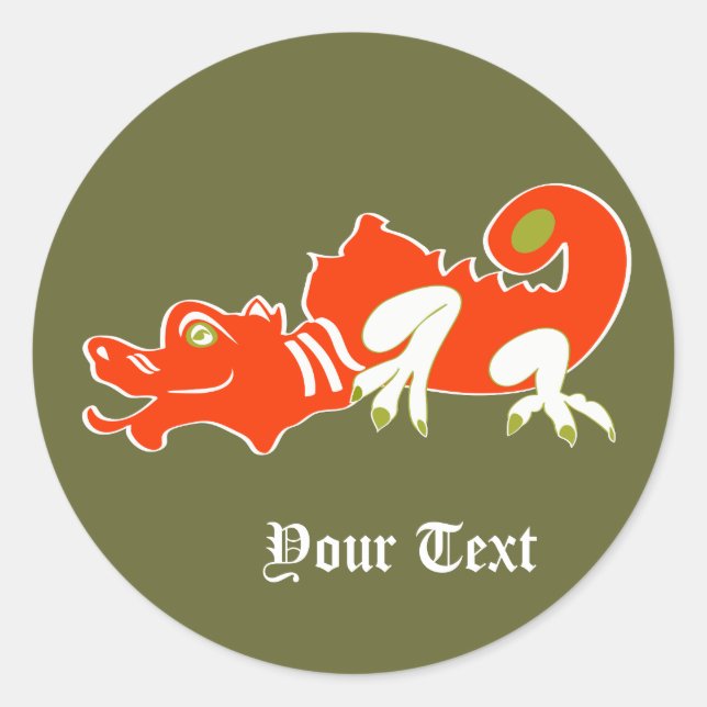 Adesivo Redondo Nome de Dragão Chinês Personalizado Design de Fant (Frente)