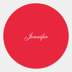 Adesivo Redondo Nome de escrita manual clássico personalizado verm