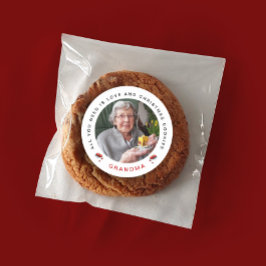 Adesivo Redondo Nome de Foto de Biscoito de Natal Chic Vermelho Br
