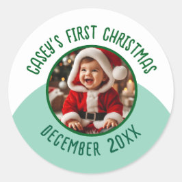 Adesivo Redondo Nome de Foto Personalizado Adicionar Ano Primeiro