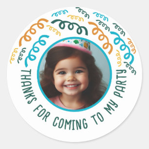 Adesivo Redondo Nome de Foto Personalizado Aniversário Obrigado Fa
