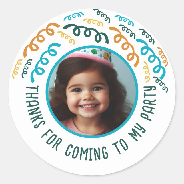Adesivo Redondo Nome de Foto Personalizado Aniversário Obrigado Fa (Frente)