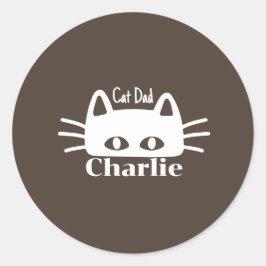 Adesivo Redondo Nome de gato personalizado para Cat Dad