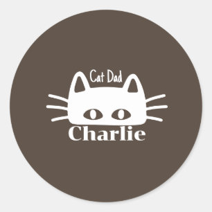 Adesivo Redondo Nome de gato personalizado para Cat Dad