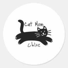 Adesivo Redondo Nome de gato personalizado para mães de gatos
